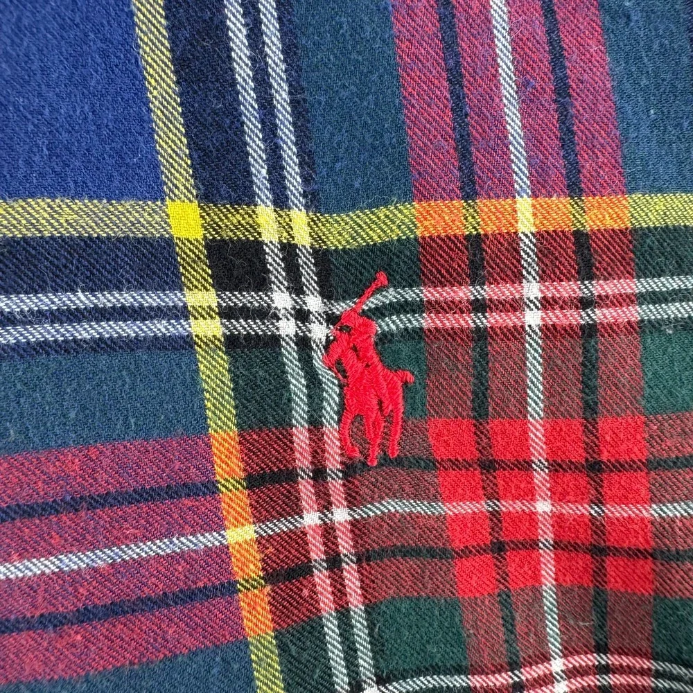Vintage Polo Ralph Lauren Shirt Mens Large 80s Flannel Button Down Plaid USA